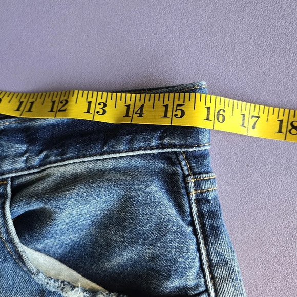 7 For All Mankind Blue Easy Straight Distressed Denim Jeans Size 28 - Picture 12 of 14